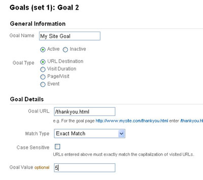 google analytics goals